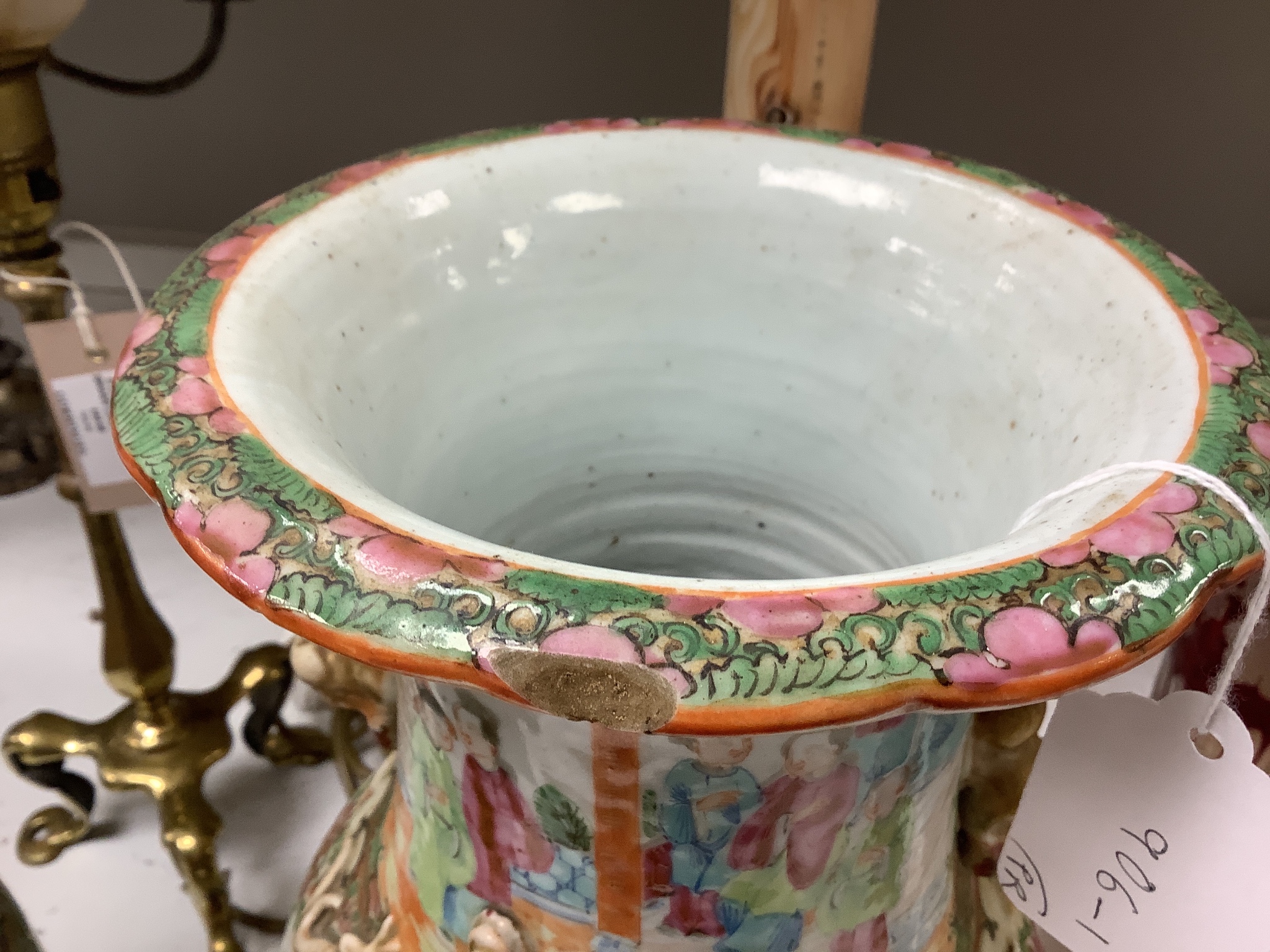 A pair of 19th century Chinese famille rose vases, height 36cm